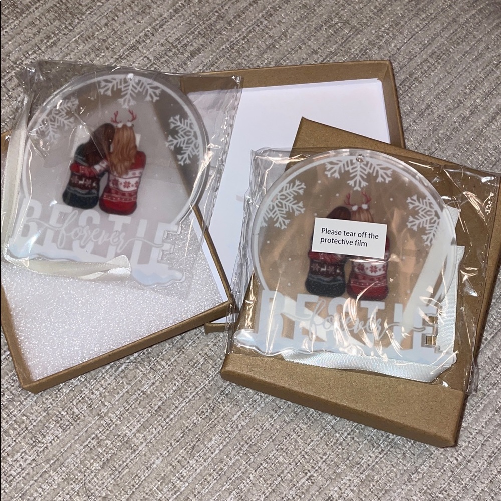 Bestie Forever Acrylic Hanging‎ Christmas Ornament set of 2